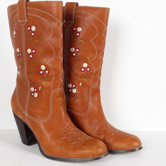 SEYCHELLES floral boho embroidered brown bootie - Picture 1 of 8